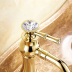Gold Ceramic bath shower mixer tap swivel spout detail view