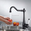 Black Ceramic kitchen sink mixer tap swivel spout main view