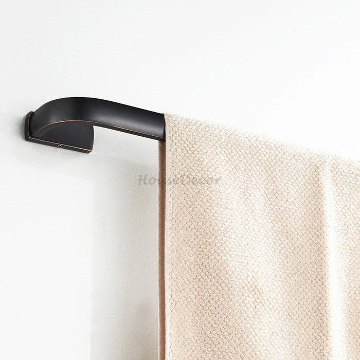 Black Brass towel rack wall mounted design detail view