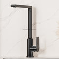 Modern kitchen sink mixer tap swivel spout detail view