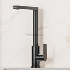 Modern kitchen sink mixer tap swivel spout detail view