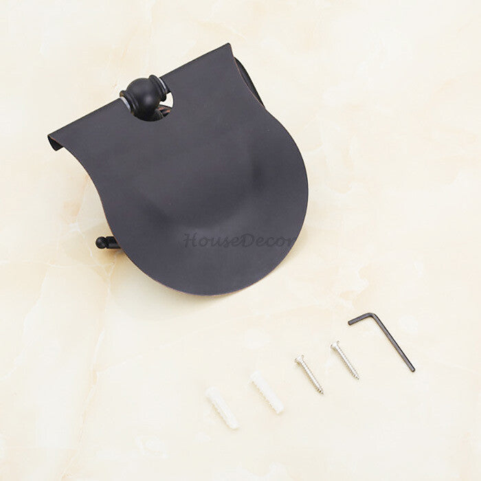 Black Brass toilet paper holder wall mounted design detail view