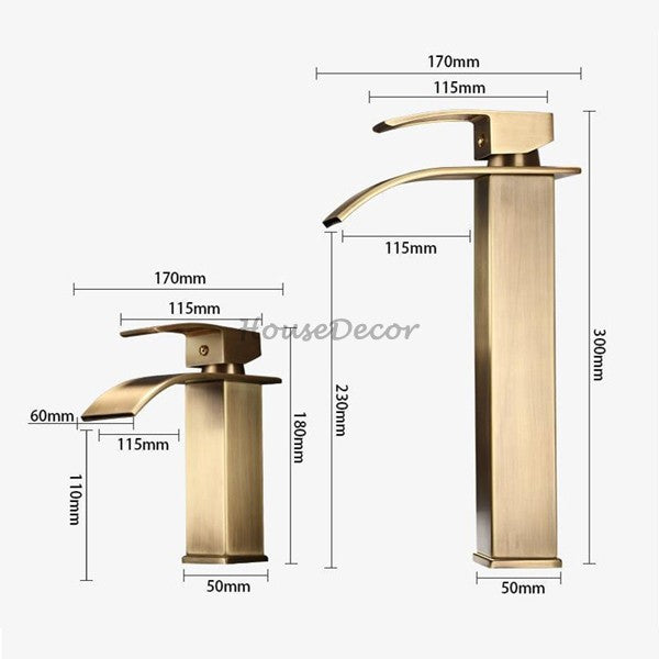 Antique Brass bath shower mixer tap waterfall spout additional view