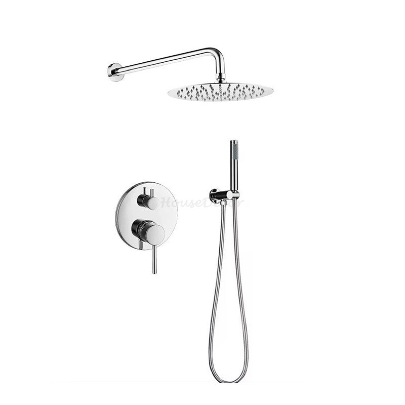 Concealed Rainfall Shower Mixer Tap Set Wall Dual Head Modern Bathroom Bath Unit
