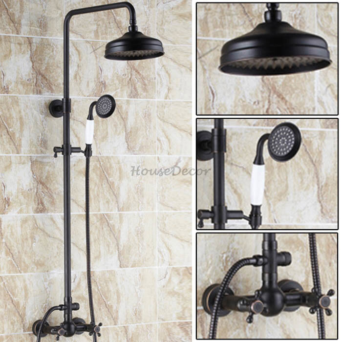 Black bath shower mixer tap wall mounted design main view