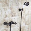 Black bath shower mixer tap dual handle control main view