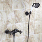 Black bath shower mixer tap dual handle control main view