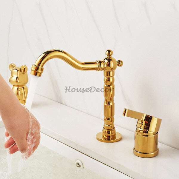 Gold bath shower mixer tap deck mounted design additional view