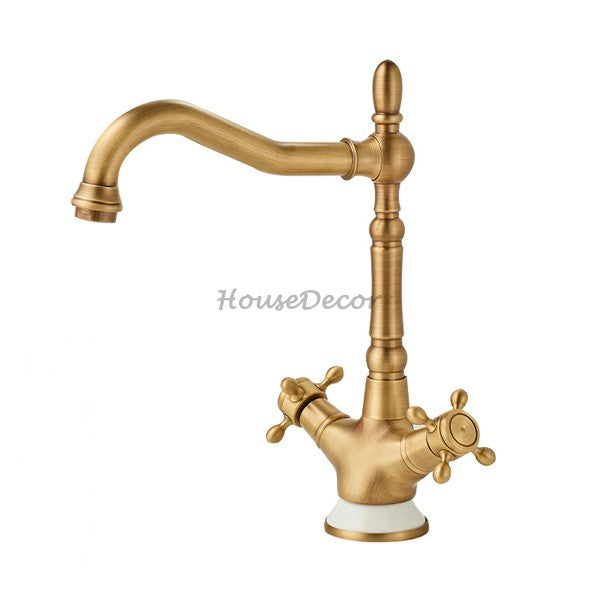 Antique Brass bath shower mixer tap swivel spout main view