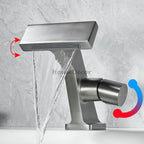 Brass bathroom basin mixer tap waterfall spout additional view