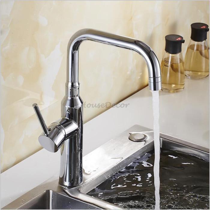 Modern kitchen sink mixer tap swivel spout main view