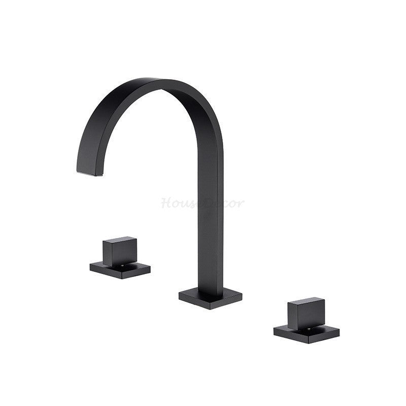 Black bath shower mixer tap dual handle control main view