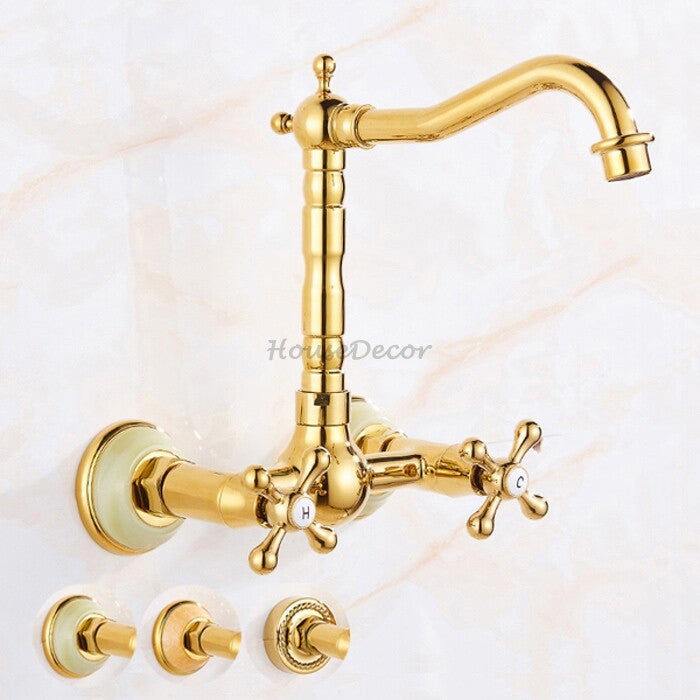 Gold kitchen sink mixer tap swivel spout additional view