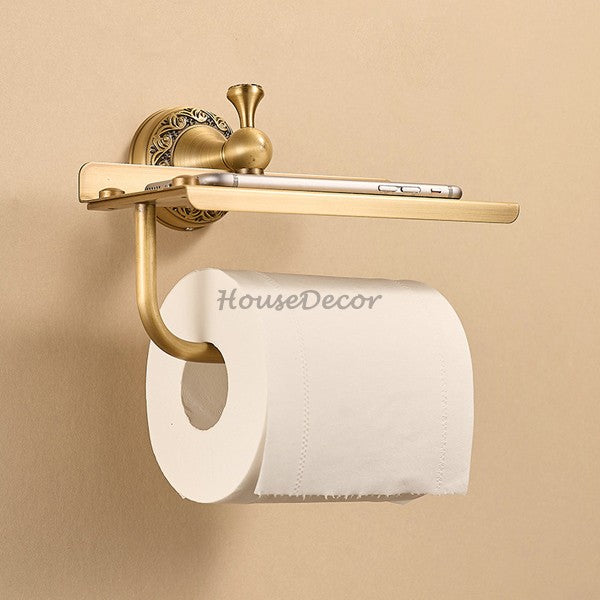 Antique Brass toilet paper holder wall mounted design additional view