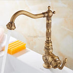 Brass kitchen sink mixer tap swivel spout detail view