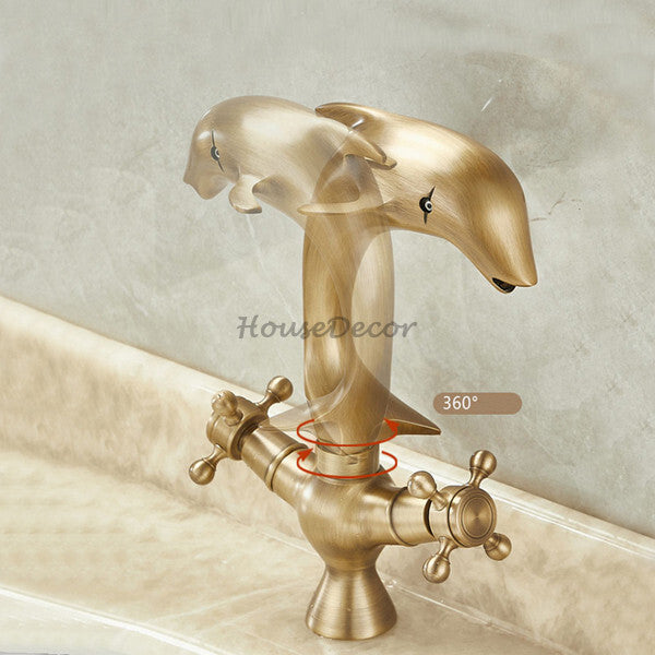 Antique Brass bath shower mixer tap dual handle control additional view