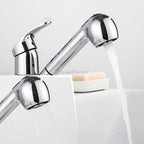 Modern kitchen sink mixer tap pull out spray detail view