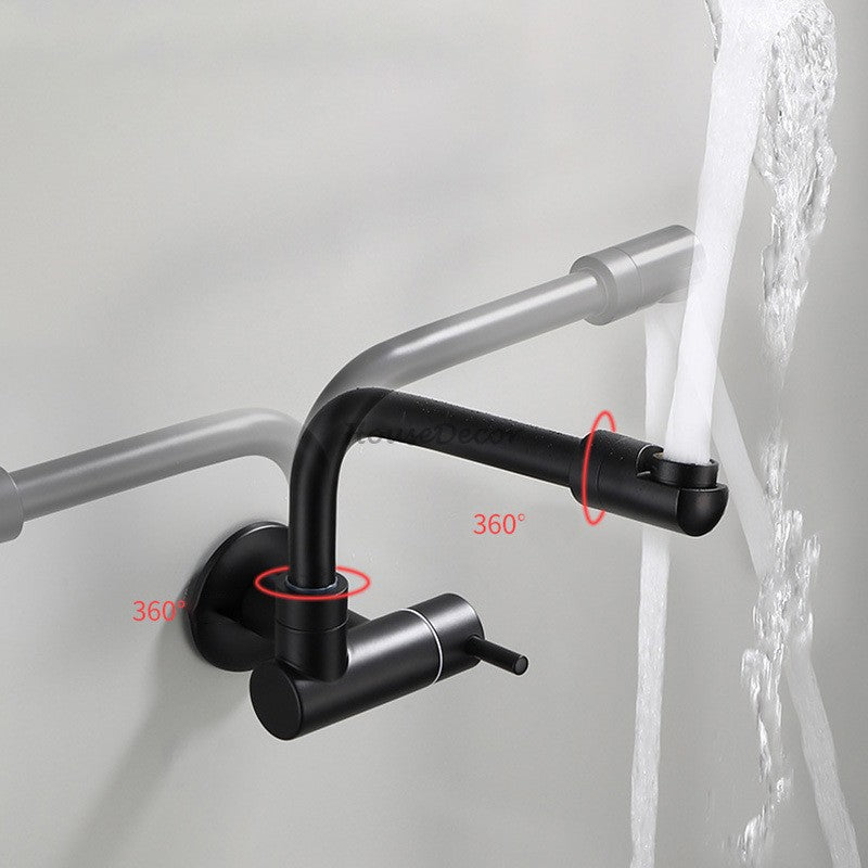 Matte Black Brass kitchen sink mixer tap swivel spout detail view