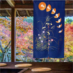 Blue Fabric doorway curtain room divider design main view