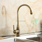 Antique Brass kitchen sink mixer tap swivel spout main view