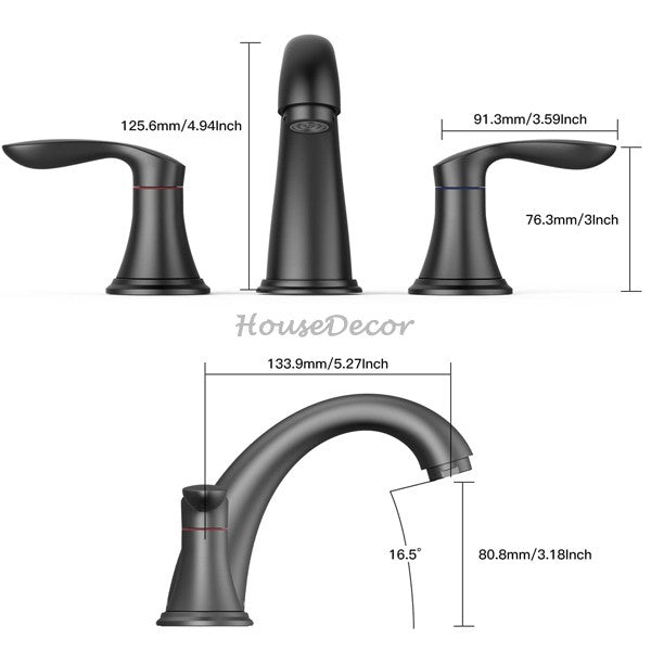 Modern bath shower mixer tap dual handle control additional view