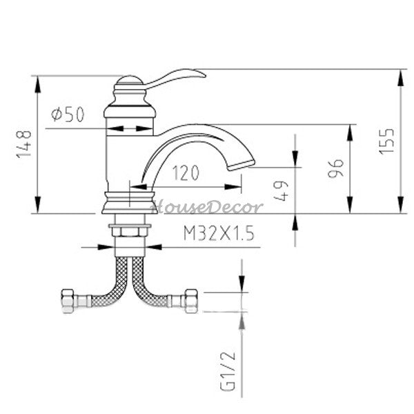 Gold Brass bath shower mixer tap single lever control detail view