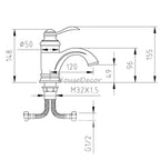 Gold Brass bath shower mixer tap single lever control detail view