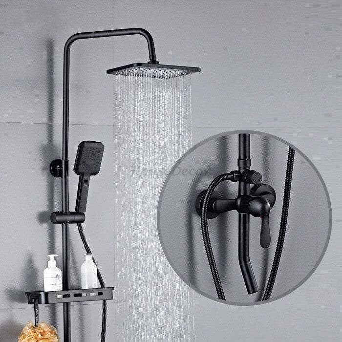 Black bath shower mixer tap wall mounted design main view