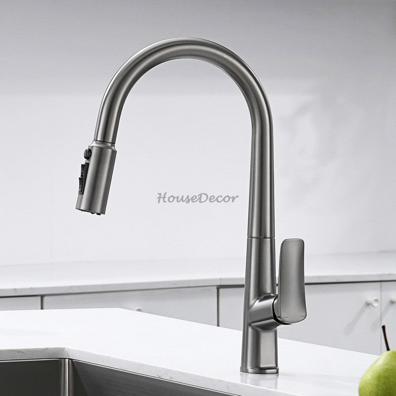 Modern kitchen sink mixer tap pull out spray additional view