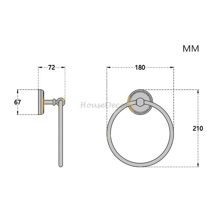 Black towel ring detailed product view additional view