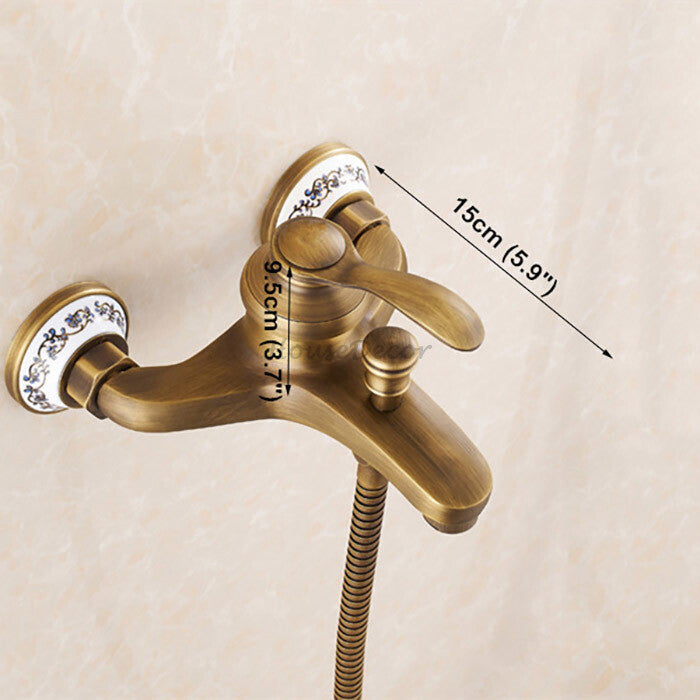 Brass bath shower mixer tap wall mounted design detail view