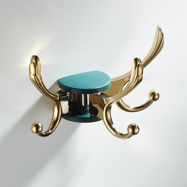 Gold robe hook swivel spout detail view