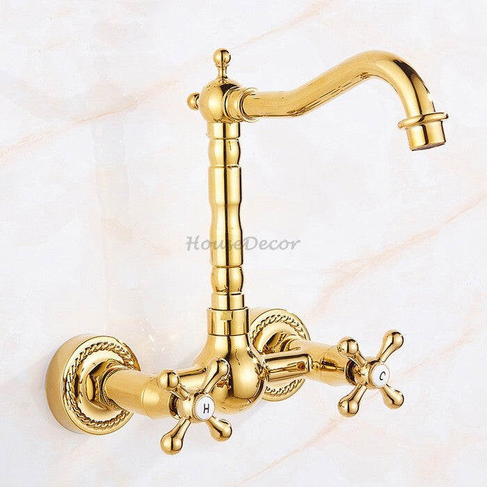 Gold kitchen sink mixer tap swivel spout additional view