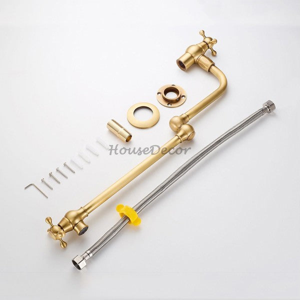 Antique Brass kitchen sink mixer tap folding spout additional view