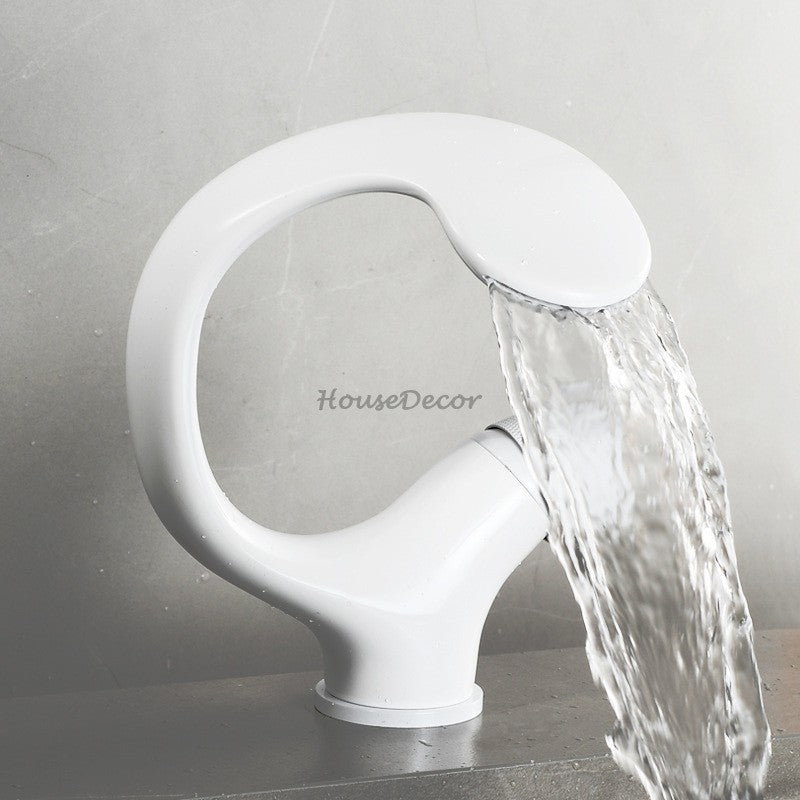 Modern bathroom basin mixer tap waterfall spout additional view