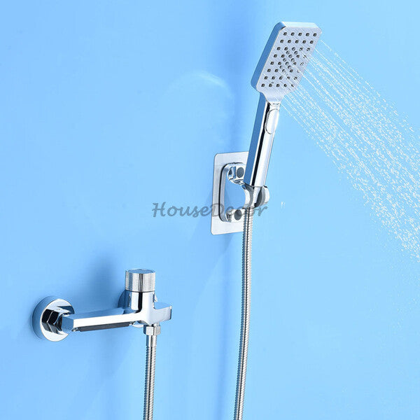 Modern bath shower mixer tap waterfall spout detail view