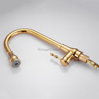 Gold kitchen sink mixer tap pull out spray detail view
