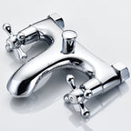 Modern Brass bath shower mixer tap dual handle control detail view