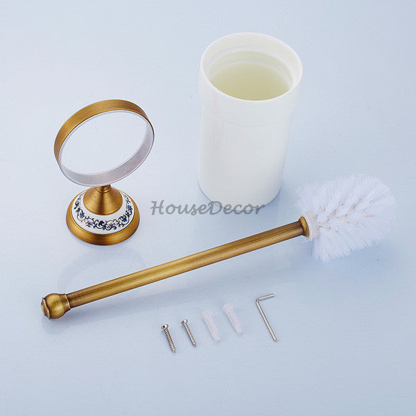 Antique Brass toilet brush holder wall mounted design additional view