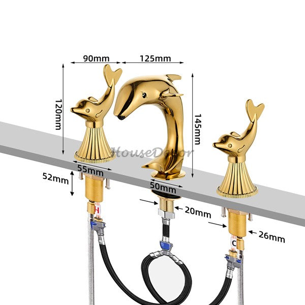 Modern bath shower mixer tap dual handle control additional view