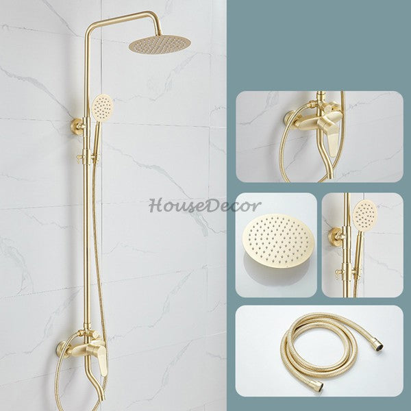 Brushed Gold bath shower mixer tap handheld shower set detail view