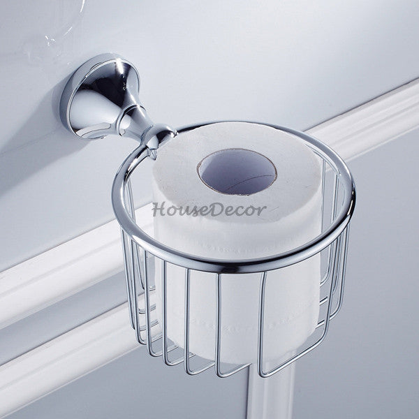 Chrome Brass toilet paper holder wall mounted design detail view