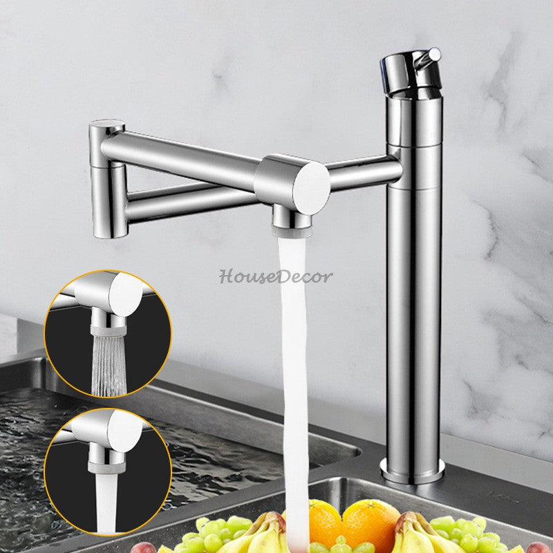 Modern Brass kitchen sink mixer tap single lever control detail view