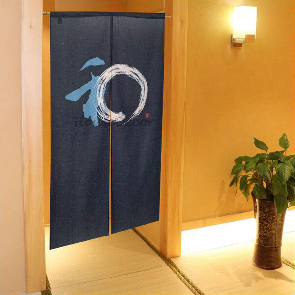 Blue Fabric doorway curtain room divider design main view
