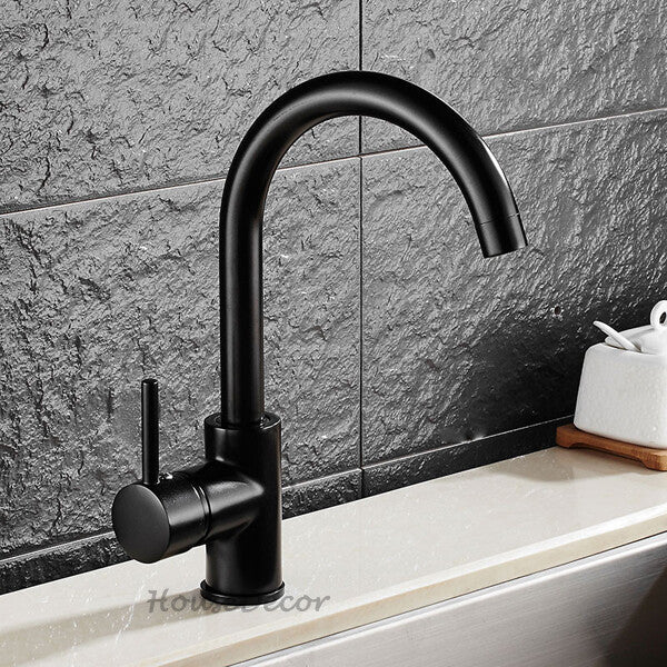 Black Brass kitchen sink mixer tap swivel spout main view