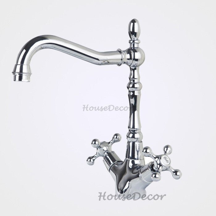 Modern kitchen sink mixer tap dual handle control main view