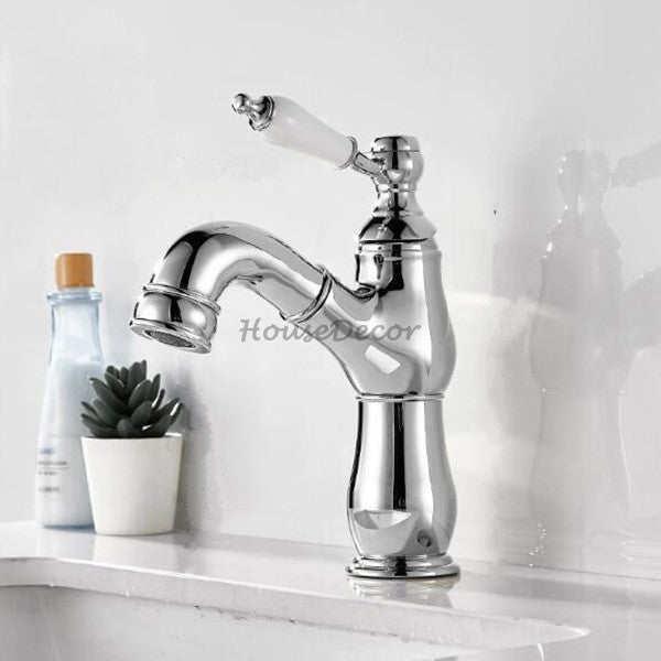 Gold Ceramic bath shower mixer tap pull out spray detail view