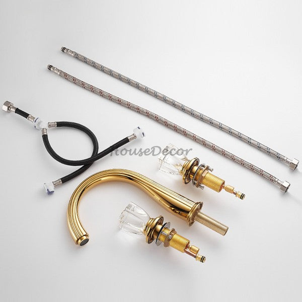 Gold bath shower mixer tap 3 hole installation additional view