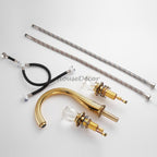 Gold bath shower mixer tap 3 hole installation additional view