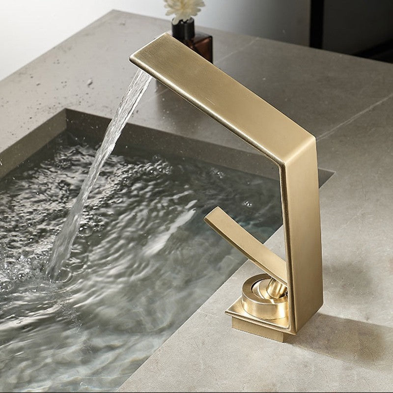 Modern bathroom basin mixer tap waterfall spout additional view